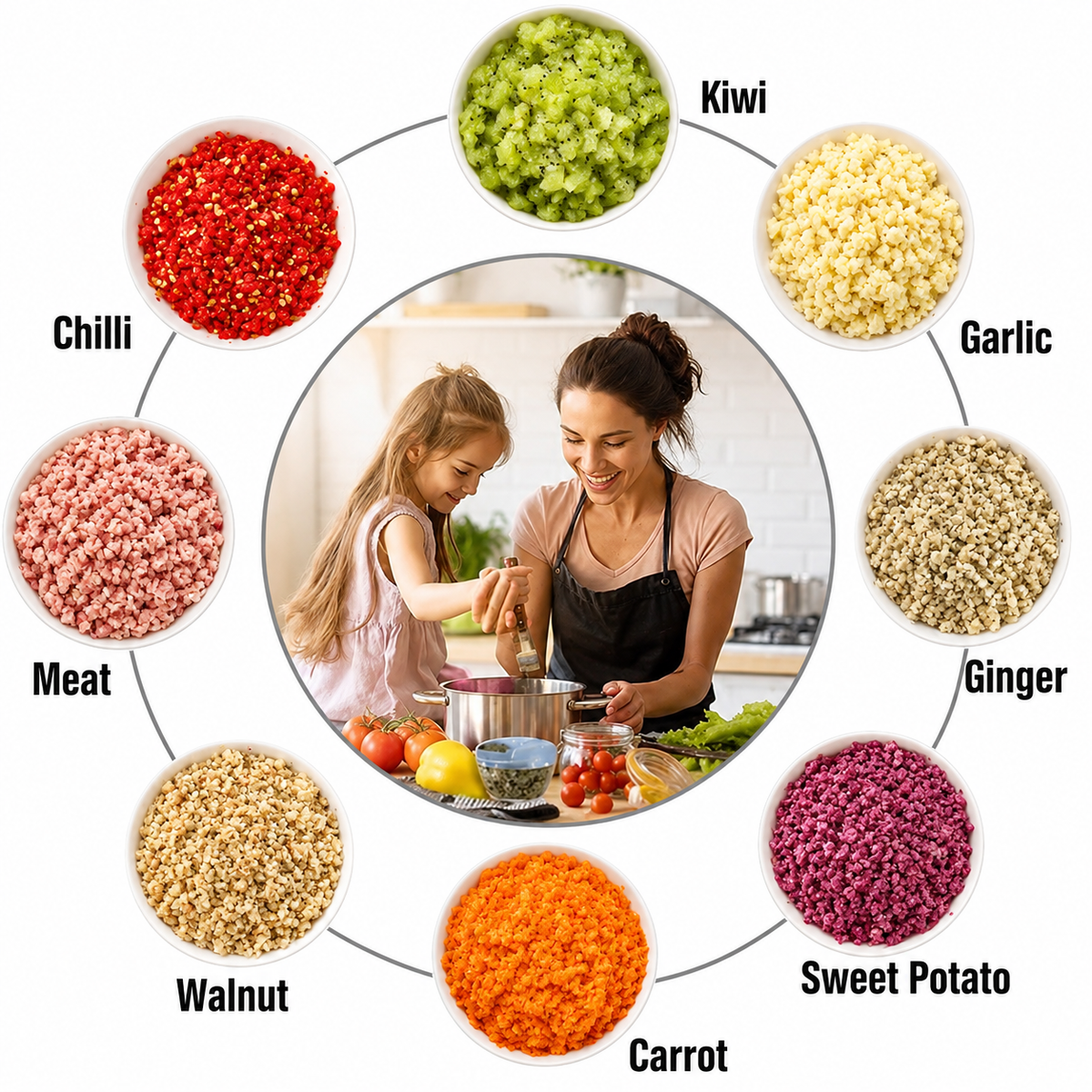 Classic Mini Manual Food Chopper – Stainless Steel Blade Vegetable & Fruit Chopper - Nolexcart
