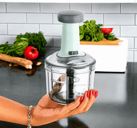 Classic Mini Manual Food Chopper – Stainless Steel Blade Vegetable & Fruit Chopper - Nolexcart