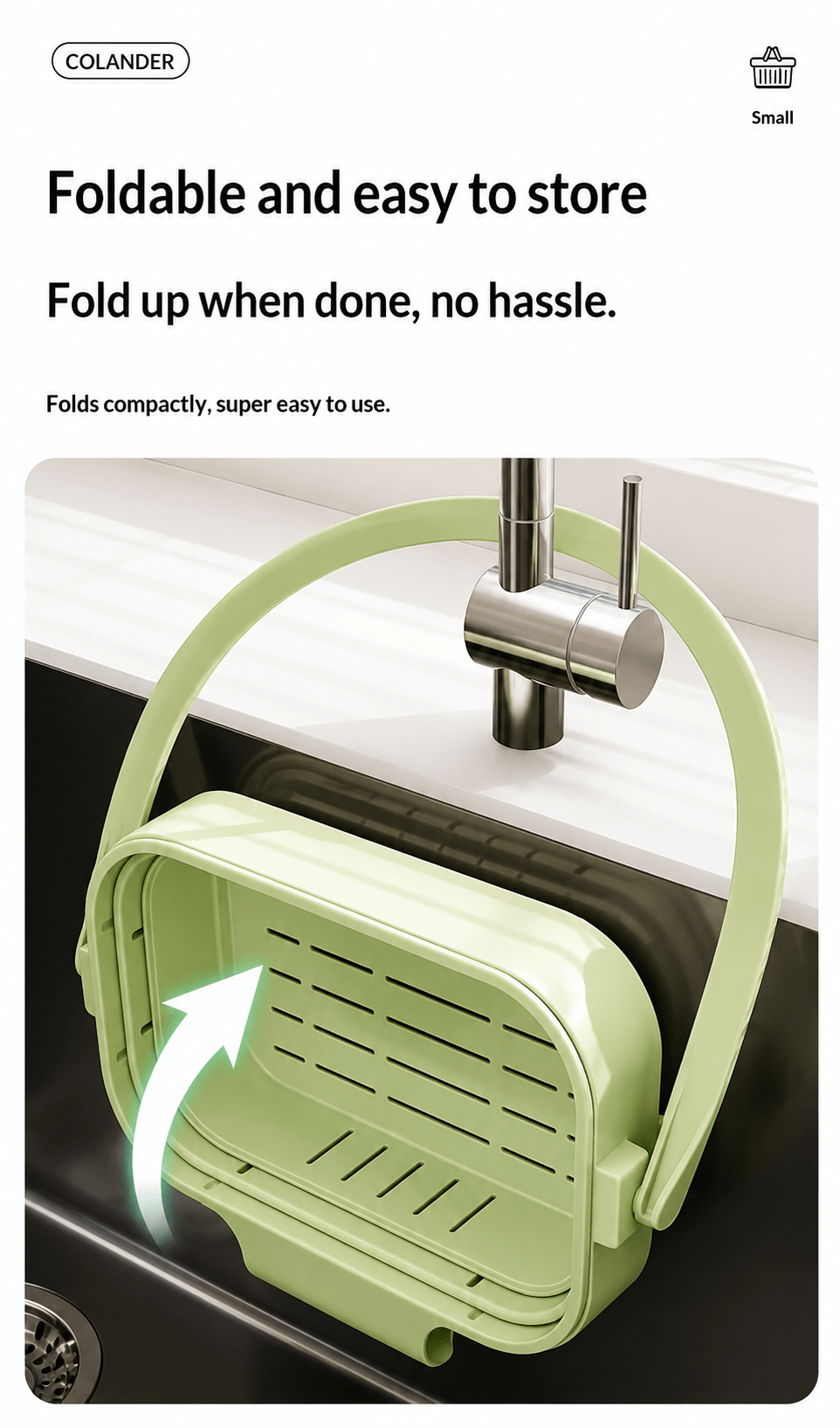 Foldable Kitchen Sink Drain Basket – Expandable Fruit & Vegetable Strainer - Nolexcart