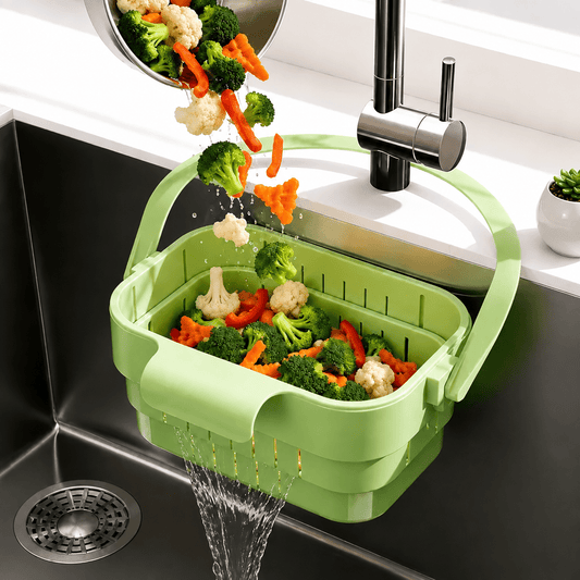 Foldable Kitchen Sink Drain Basket – Expandable Fruit & Vegetable Strainer - Nolexcart
