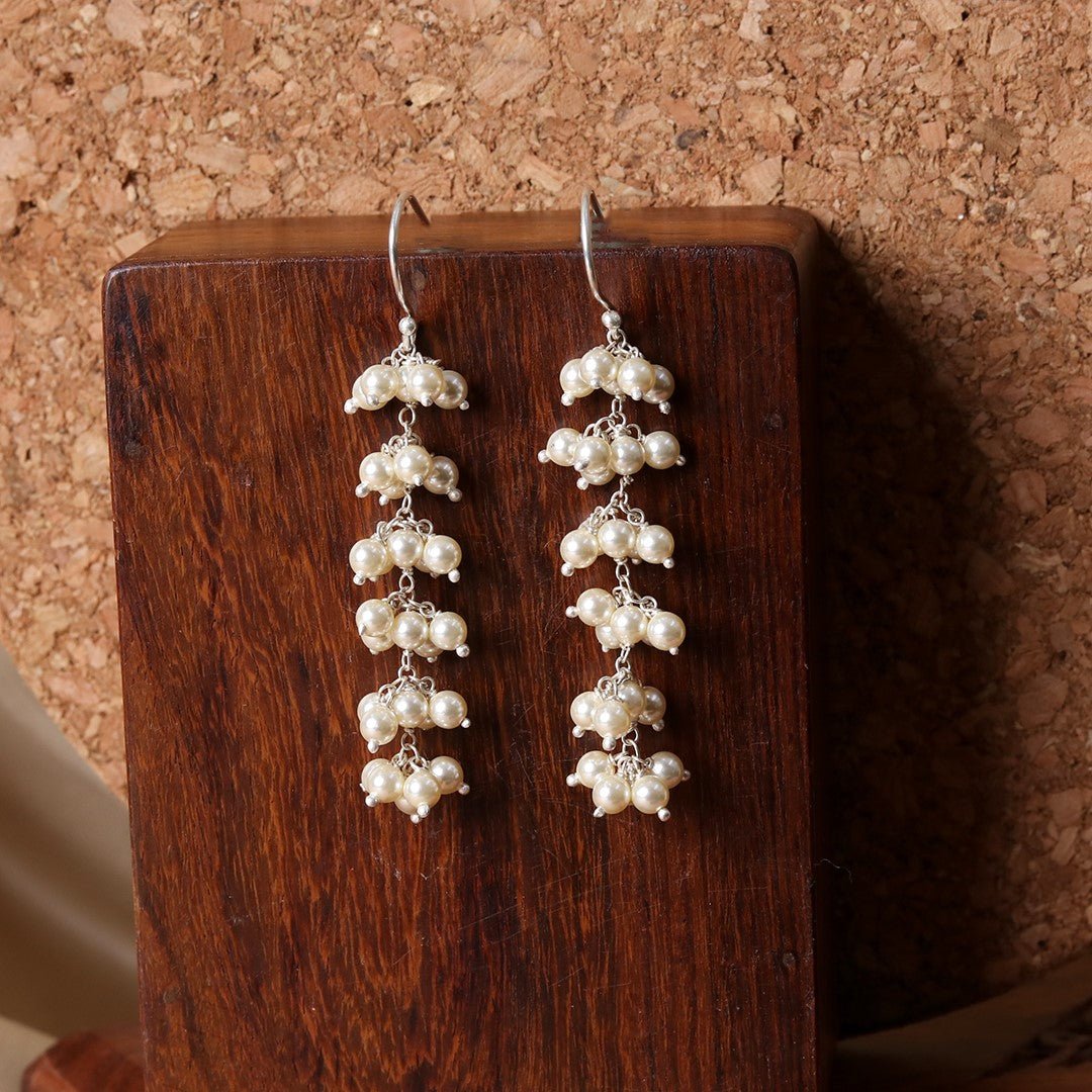 Long Pearl Bunch Earrings - Nolexcart